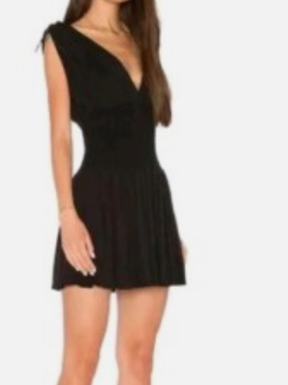 Majorelle Dress Little Black Smocked Mini Tie Shoulder